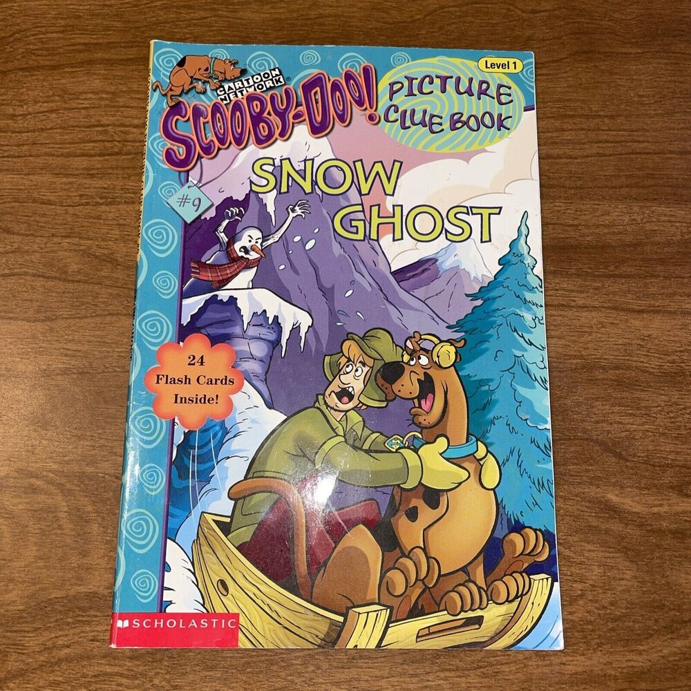 Scooby-Doo Picture Clue Book #9 Level 1 Snow Ghost Uncut Flash Cards Inside 2001